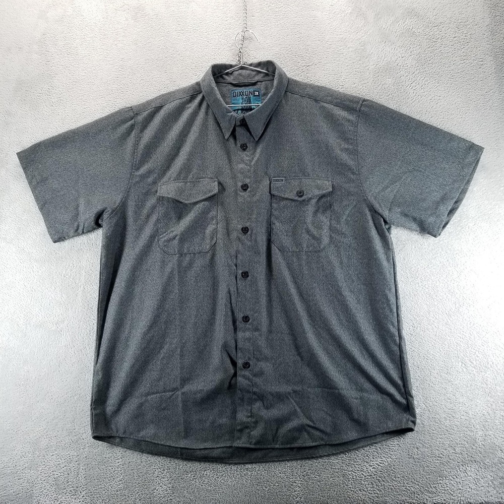 Dixxon Shirt Mens 3XL Gray Obsidian Short Sleeve Button Up D Tech